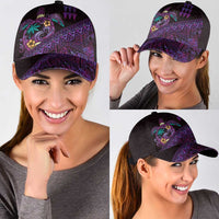 Hawaiian Abstract Sea Turtle Classic Cap Polynesian Tapa Art and Kakau Tattoo Purple WaterColor LT03 - Polynesian Pride