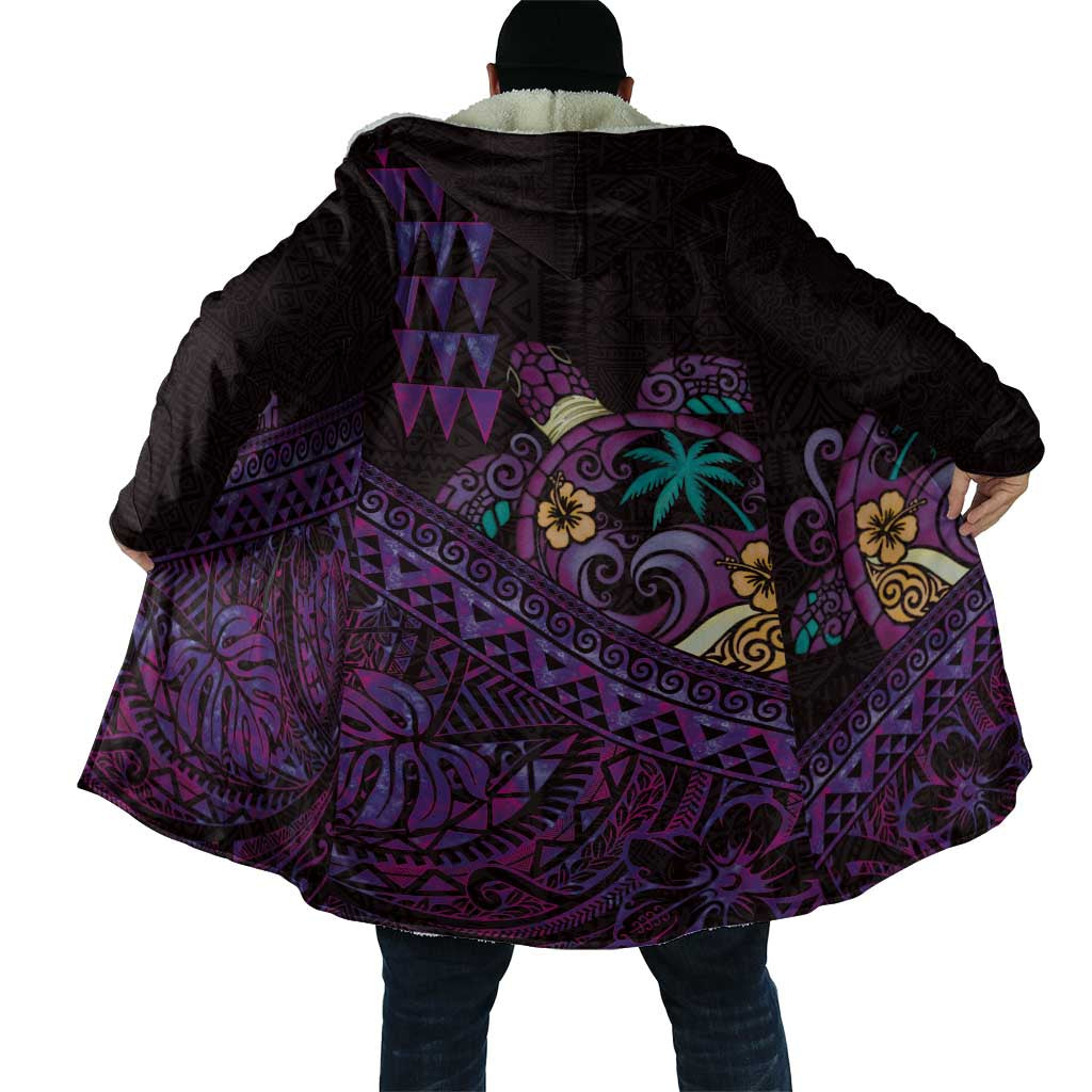 Hawaiian Abstract Sea Turtle Cloak Polynesian Tapa Art and Kakau Tattoo Purple WaterColor LT03 - Polynesian Pride