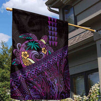 Hawaiian Abstract Sea Turtle Garden Flag Polynesian Tapa Art and Kakau Tattoo Purple WaterColor LT03 - Polynesian Pride