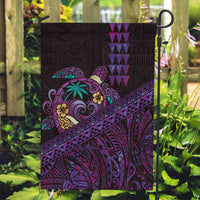 Hawaiian Abstract Sea Turtle Garden Flag Polynesian Tapa Art and Kakau Tattoo Purple WaterColor LT03 Garden Flag Black - Polynesian Pride