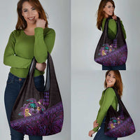 Hawaiian Abstract Sea Turtle Grocery Bag Polynesian Tapa Art and Kakau Tattoo Purple WaterColor LT03 - Polynesian Pride