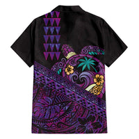 Hawaiian Abstract Sea Turtle Hawaiian Shirt Polynesian Tapa Art and Kakau Tattoo Purple WaterColor LT03 - Polynesian Pride
