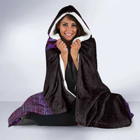 Hawaiian Abstract Sea Turtle Hooded Blanket Polynesian Tapa Art and Kakau Tattoo Purple WaterColor LT03 - Polynesian Pride