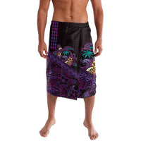 Hawaiian Abstract Sea Turtle Lavalava Polynesian Tapa Art and Kakau Tattoo Purple WaterColor LT03 Black - Polynesian Pride