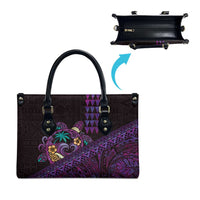 Hawaiian Abstract Sea Turtle Leather Bag Polynesian Tapa Art and Kakau Tattoo Purple WaterColor LT03 - Polynesian Pride