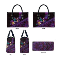 Hawaiian Abstract Sea Turtle Leather Bag Polynesian Tapa Art and Kakau Tattoo Purple WaterColor LT03 - Polynesian Pride