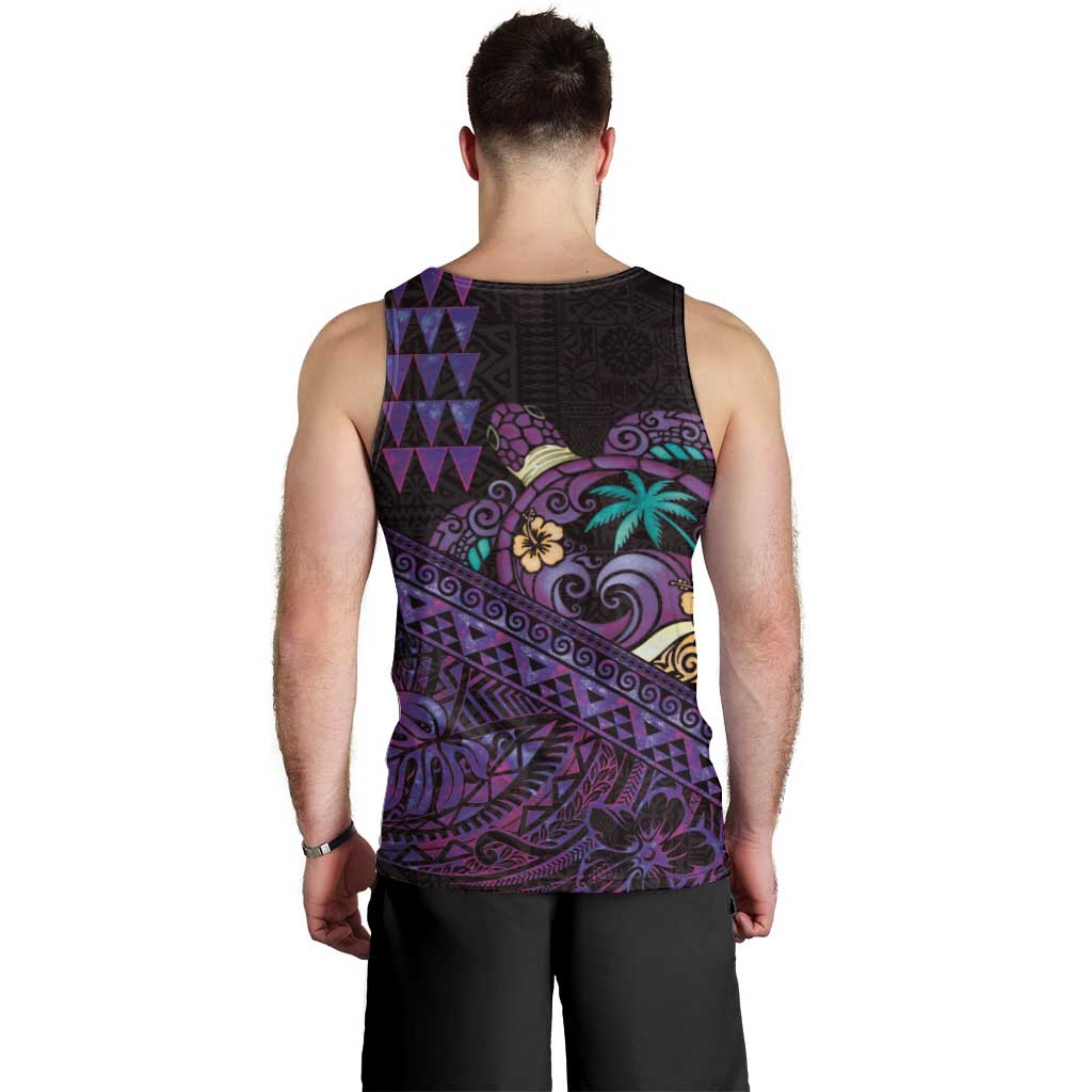 Hawaiian Abstract Sea Turtle Men Tank Top Polynesian Tapa Art and Kakau Tattoo Purple WaterColor LT03 - Polynesian Pride