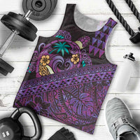 Hawaiian Abstract Sea Turtle Men Tank Top Polynesian Tapa Art and Kakau Tattoo Purple WaterColor LT03 - Polynesian Pride