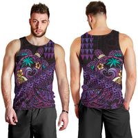 Hawaiian Abstract Sea Turtle Men Tank Top Polynesian Tapa Art and Kakau Tattoo Purple WaterColor LT03 - Polynesian Pride