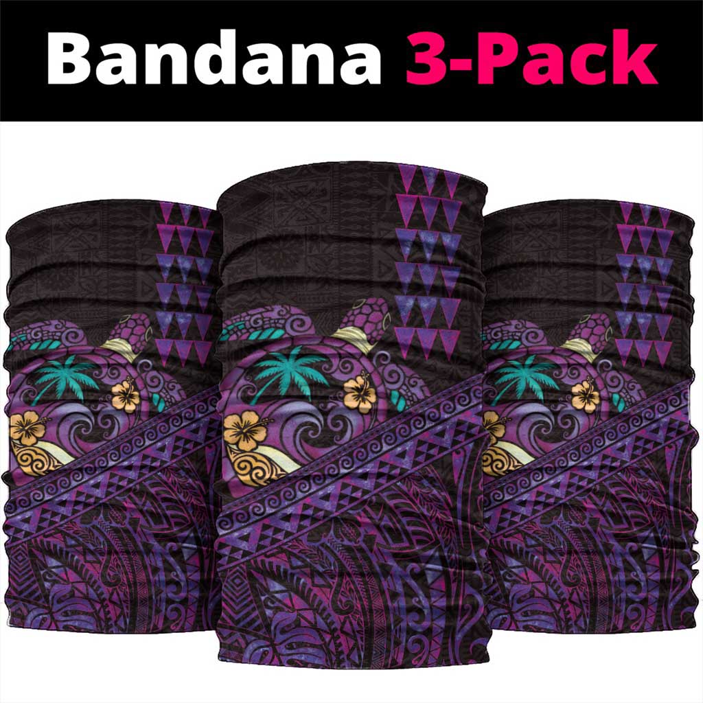 Hawaiian Abstract Sea Turtle Neck Gaiter Polynesian Tapa Art and Kakau Tattoo Purple WaterColor LT03 package One Size: 25*50cm Black - Polynesian Pride