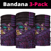 Hawaiian Abstract Sea Turtle Neck Gaiter Polynesian Tapa Art and Kakau Tattoo Purple WaterColor LT03 package One Size: 25*50cm Black - Polynesian Pride