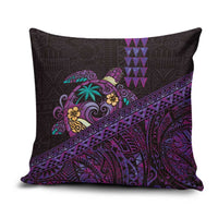 Hawaiian Abstract Sea Turtle Pillow Cover Polynesian Tapa Art and Kakau Tattoo Purple WaterColor LT03 Black - Polynesian Pride