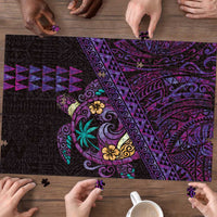 Hawaiian Abstract Sea Turtle Puzzle Polynesian Tapa Art and Kakau Tattoo Purple WaterColor LT03 - Polynesian Pride