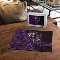 Hawaiian Abstract Sea Turtle Puzzle Polynesian Tapa Art and Kakau Tattoo Purple WaterColor LT03 - Polynesian Pride