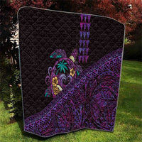 Hawaiian Abstract Sea Turtle Quilt Polynesian Tapa Art and Kakau Tattoo Purple WaterColor LT03 - Polynesian Pride