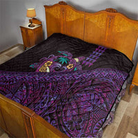 Hawaiian Abstract Sea Turtle Quilt Polynesian Tapa Art and Kakau Tattoo Purple WaterColor LT03 - Polynesian Pride