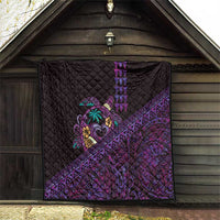 Hawaiian Abstract Sea Turtle Quilt Polynesian Tapa Art and Kakau Tattoo Purple WaterColor LT03 - Polynesian Pride
