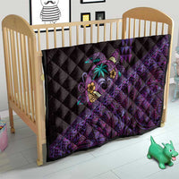 Hawaiian Abstract Sea Turtle Quilt Polynesian Tapa Art and Kakau Tattoo Purple WaterColor LT03 - Polynesian Pride