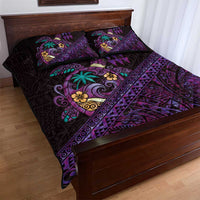 Hawaiian Abstract Sea Turtle Quilt Bed Set Polynesian Tapa Art and Kakau Tattoo Purple WaterColor LT03 - Polynesian Pride