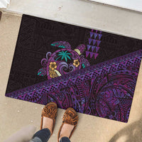 Hawaiian Abstract Sea Turtle Rubber Doormat Polynesian Tapa Art and Kakau Tattoo Purple WaterColor LT03 - Polynesian Pride