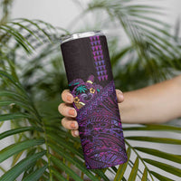 Hawaiian Abstract Sea Turtle Skinny Tumbler Polynesian Tapa Art and Kakau Tattoo Purple WaterColor LT03 - Polynesian Pride