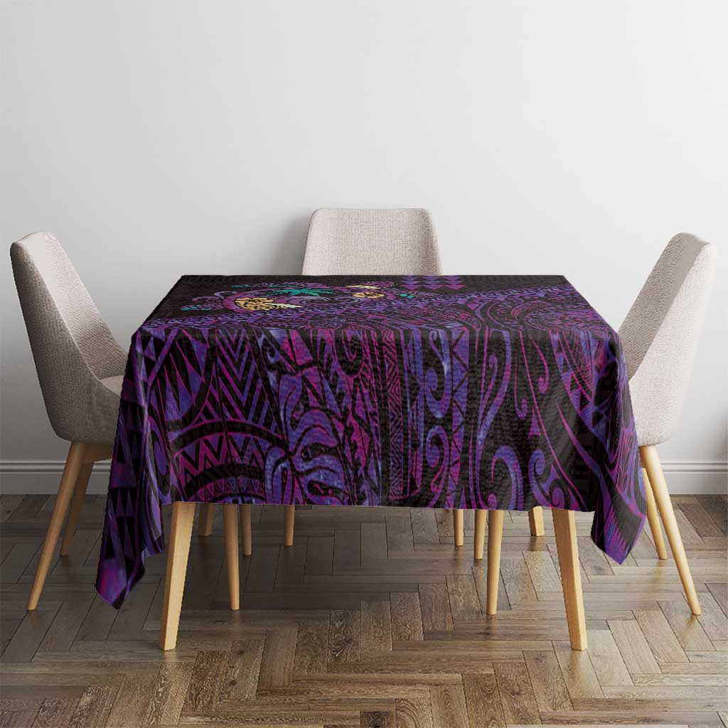 Hawaiian Abstract Sea Turtle Tablecloth Polynesian Tapa Art and Kakau Tattoo Purple WaterColor LT03 - Polynesian Pride