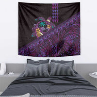 Hawaiian Abstract Sea Turtle Tapestry Polynesian Tapa Art and Kakau Tattoo Purple WaterColor LT03 - Polynesian Pride