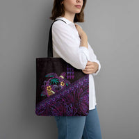 Hawaiian Abstract Sea Turtle Tote Bag Polynesian Tapa Art and Kakau Tattoo Purple WaterColor LT03 - Polynesian Pride