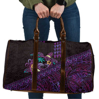 Hawaiian Abstract Sea Turtle Travel Bag Polynesian Tapa Art and Kakau Tattoo Purple WaterColor LT03 Black - Polynesian Pride