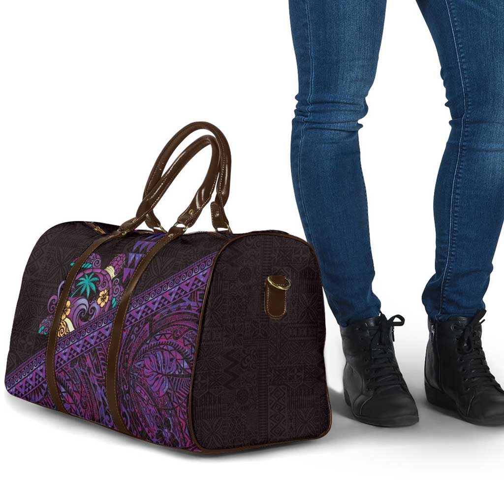 Hawaiian Abstract Sea Turtle Travel Bag Polynesian Tapa Art and Kakau Tattoo Purple WaterColor LT03 - Polynesian Pride
