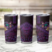 Hawaiian Abstract Sea Turtle Tumbler Cup Polynesian Tapa Art and Kakau Tattoo Purple WaterColor LT03 - Polynesian Pride