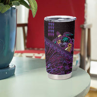 Hawaiian Abstract Sea Turtle Tumbler Cup Polynesian Tapa Art and Kakau Tattoo Purple WaterColor LT03 - Polynesian Pride