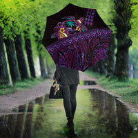 Hawaiian Abstract Sea Turtle Umbrella Polynesian Tapa Art and Kakau Tattoo Purple WaterColor LT03 - Polynesian Pride