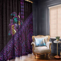 Hawaiian Abstract Sea Turtle Window Curtain Polynesian Tapa Art and Kakau Tattoo Purple WaterColor LT03 - Polynesian Pride