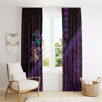 Hawaiian Abstract Sea Turtle Window Curtain Polynesian Tapa Art and Kakau Tattoo Purple WaterColor LT03 - Polynesian Pride