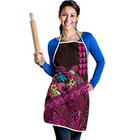 Hawaiian Abstract Sea Turtle Apron Polynesian Tapa Art and Kakau Tattoo Pink WaterColor LT03 - Polynesian Pride