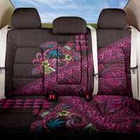 Hawaiian Abstract Sea Turtle Back Car Seat Cover Polynesian Tapa Art and Kakau Tattoo Pink WaterColor LT03 One Size Black - Polynesian Pride