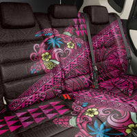 Hawaiian Abstract Sea Turtle Back Car Seat Cover Polynesian Tapa Art and Kakau Tattoo Pink WaterColor LT03 - Polynesian Pride
