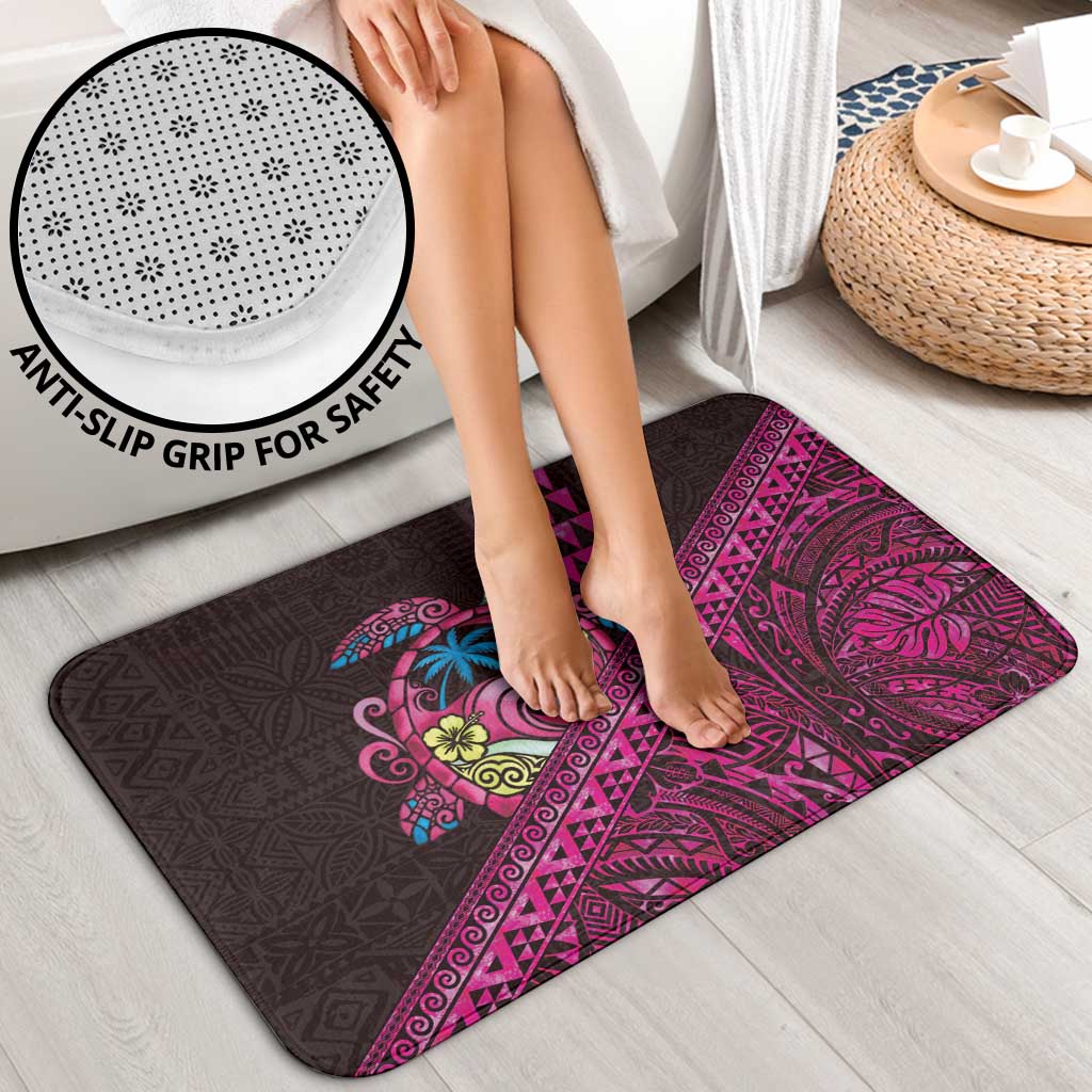 Hawaiian Abstract Sea Turtle Bathroom Set Polynesian Tapa Art and Kakau Tattoo Pink WaterColor LT03 - Polynesian Pride