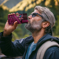 Hawaiian Abstract Sea Turtle 4 in 1 Can Cooler Tumbler Polynesian Tapa Art and Kakau Tattoo Pink WaterColor LT03 - Polynesian Pride
