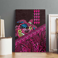 Hawaiian Abstract Sea Turtle Canvas Wall Art Polynesian Tapa Art and Kakau Tattoo Pink WaterColor LT03 - Polynesian Pride