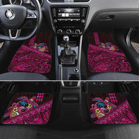 Hawaiian Abstract Sea Turtle Car Mats Polynesian Tapa Art and Kakau Tattoo Pink WaterColor LT03 Set 4pcs Black - Polynesian Pride