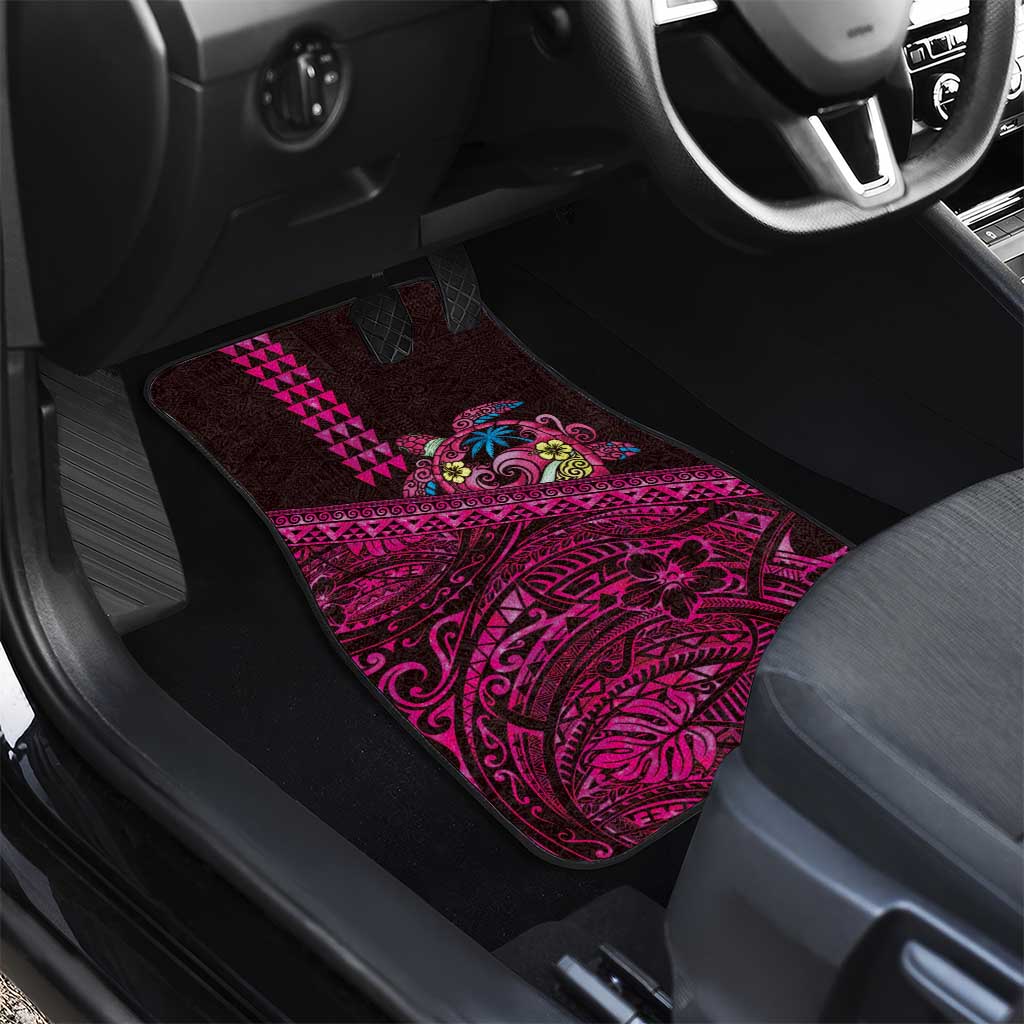 Hawaiian Abstract Sea Turtle Car Mats Polynesian Tapa Art and Kakau Tattoo Pink WaterColor LT03 - Polynesian Pride