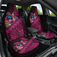 Hawaiian Abstract Sea Turtle Car Seat Cover Polynesian Tapa Art and Kakau Tattoo Pink WaterColor LT03 One Size Black - Polynesian Pride