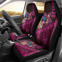 Hawaiian Abstract Sea Turtle Car Seat Cover Polynesian Tapa Art and Kakau Tattoo Pink WaterColor LT03 - Polynesian Pride