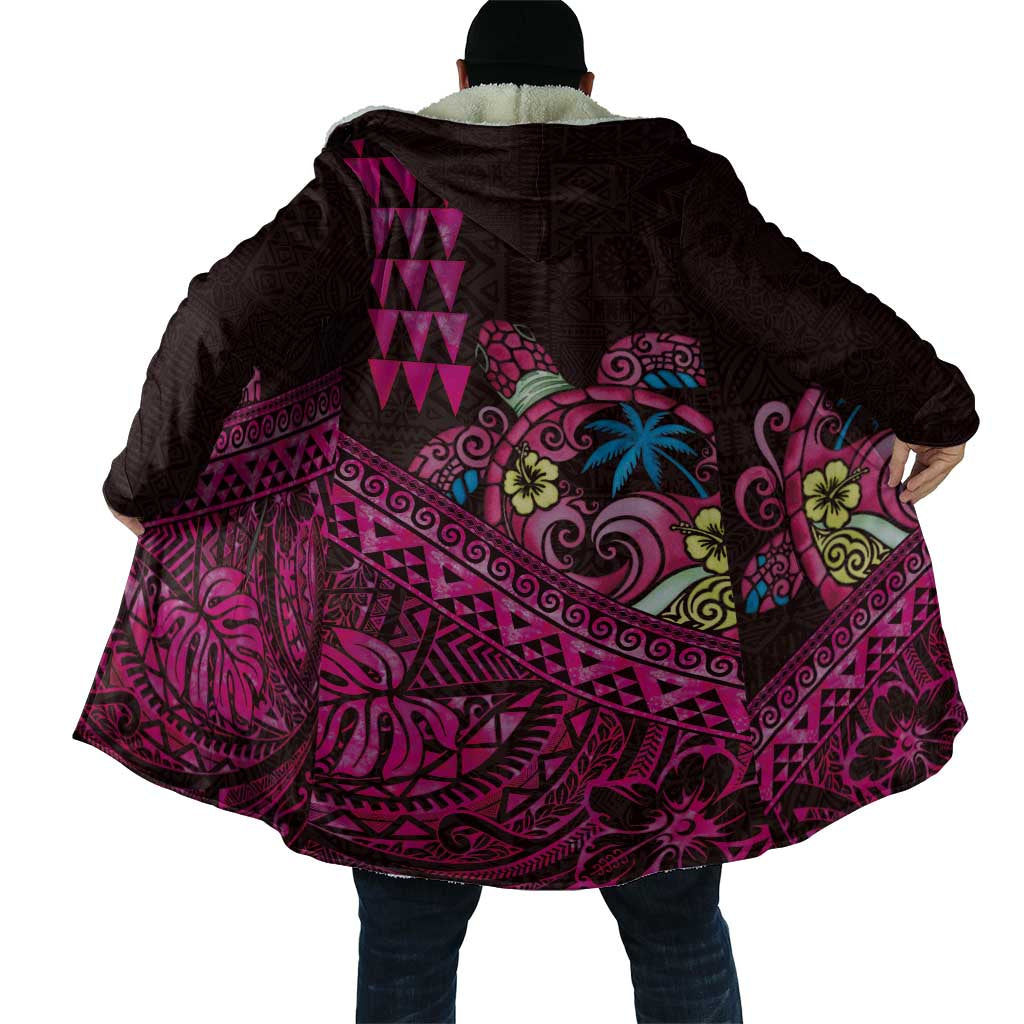 Hawaiian Abstract Sea Turtle Cloak Polynesian Tapa Art and Kakau Tattoo Pink WaterColor LT03 - Polynesian Pride