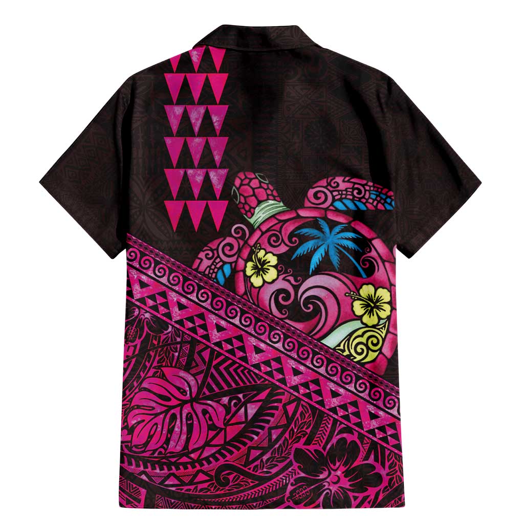 Hawaiian Abstract Sea Turtle Family Matching Mermaid Dress and Hawaiian Shirt Polynesian Tapa Art and Kakau Tattoo Pink WaterColor LT03 - Polynesian Pride
