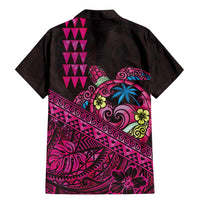 Hawaiian Abstract Sea Turtle Family Matching Mermaid Dress and Hawaiian Shirt Polynesian Tapa Art and Kakau Tattoo Pink WaterColor LT03 - Polynesian Pride