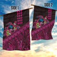 Hawaiian Abstract Sea Turtle Garden Flag Polynesian Tapa Art and Kakau Tattoo Pink WaterColor LT03 - Polynesian Pride
