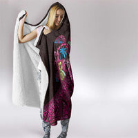 Hawaiian Abstract Sea Turtle Hooded Blanket Polynesian Tapa Art and Kakau Tattoo Pink WaterColor LT03 - Polynesian Pride